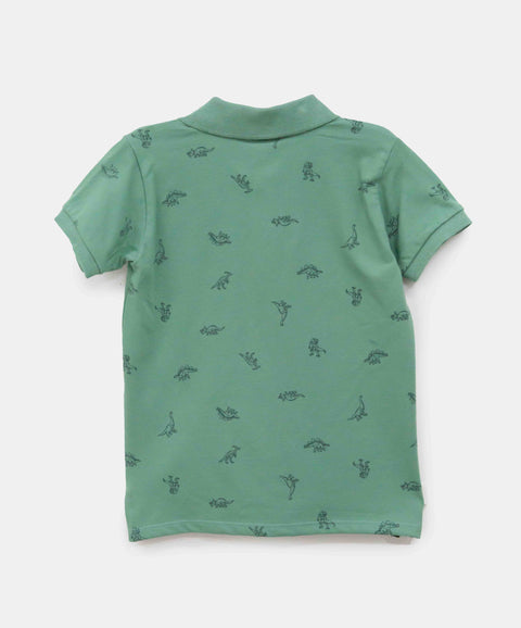 Camiseta Tipo Polo Para Bebé Niño En Algodón Color Verde Oliva