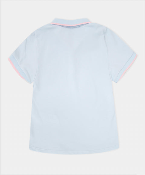 Camiseta Tipo Polo Para Niña En Algodón Color Azul Claro
