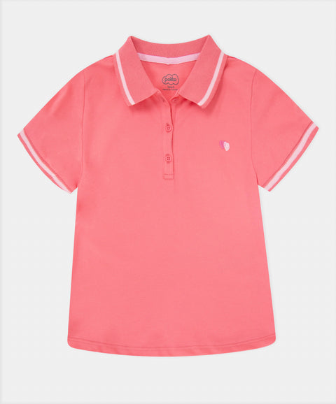 Camiseta Tipo Polo Para Niña En Algodón Color Fucsia