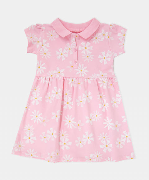 Vestido Tipo Polo Para Bebé Niña En Algodón Color Rosado