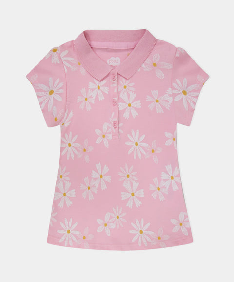 Camiseta Tipo Polo Para Bebé Niña En Algodón Color Rosado