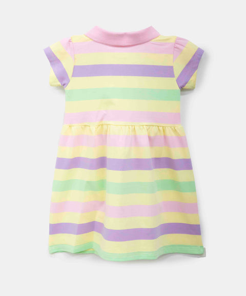 Vestido Tipo Polo Para Bebé Niña En Algodón Color Amarillo Con Rayas