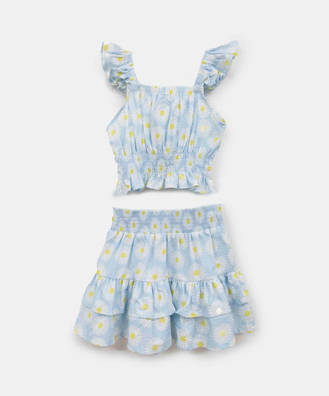 Conjunto Blusa Y Falda Para Niña Color Azul Claro
