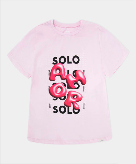 Camiseta Manga Corta Para Niña En Licra Color Rosado Claro