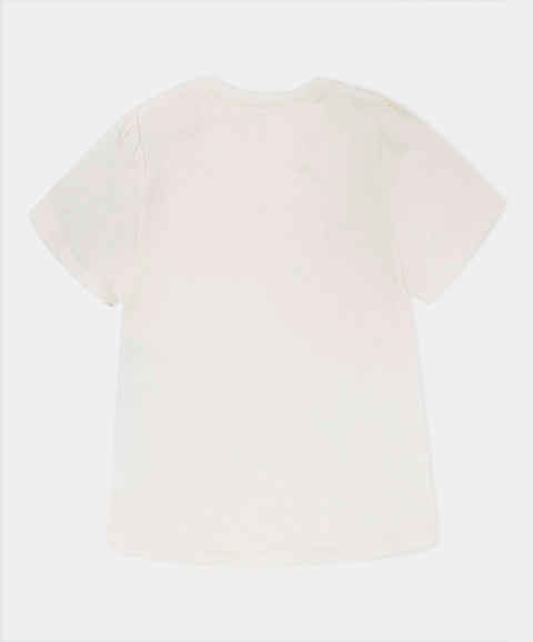 Camiseta Manga Corta Para Bebe Niña En Licra Color Marfil