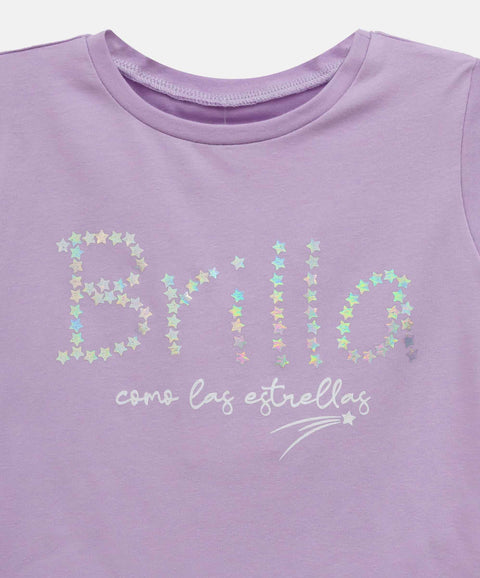 Camiseta Manga Corta Para Bebe Niña En Licra Color Lila