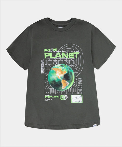 Camiseta Manga Corta Para Niño En Tela Suave Color Gris Oscuro