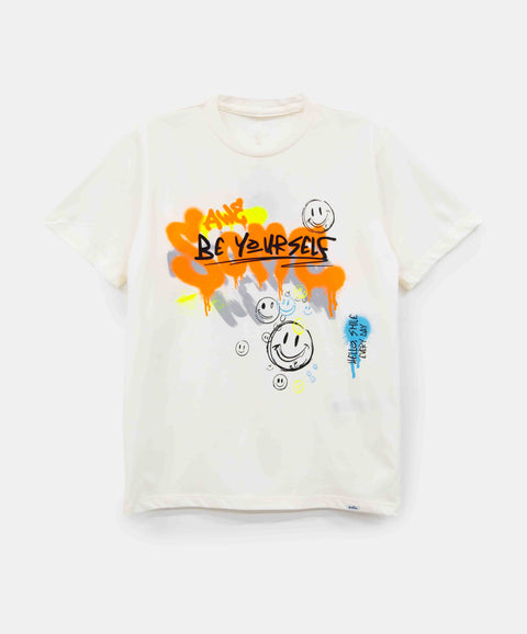 Camiseta Manga Corta Para Niño En Tela Suave Color Marfil