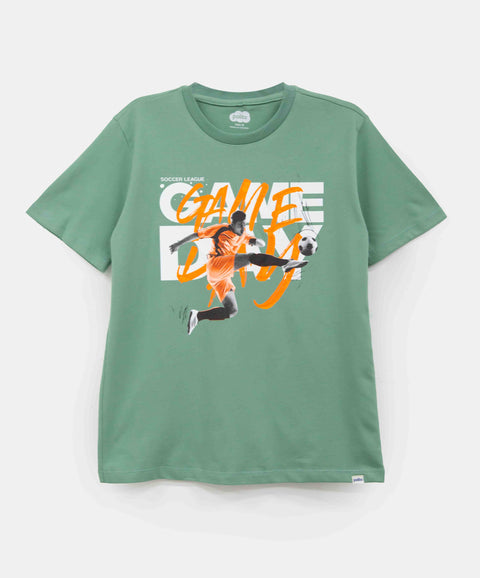 Camiseta Manga Corta Para Niño En Tela Suave Color Verde Oliva