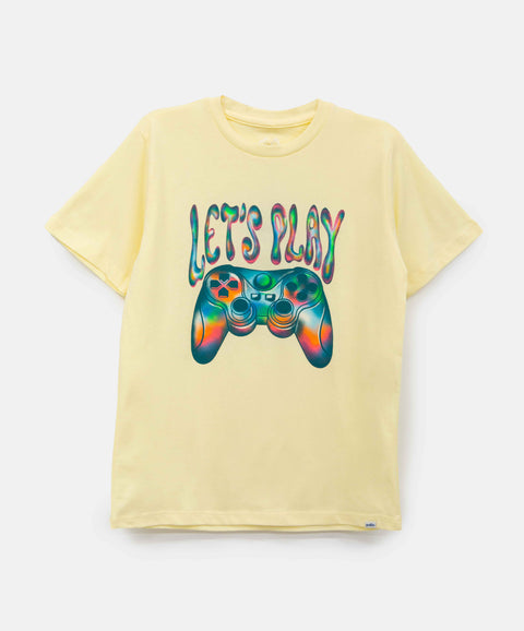 Camiseta Manga Corta Para Niño En Tela Suave Color Amarillo