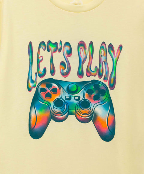 Camiseta Manga Corta Para Niño En Tela Suave Color Amarillo