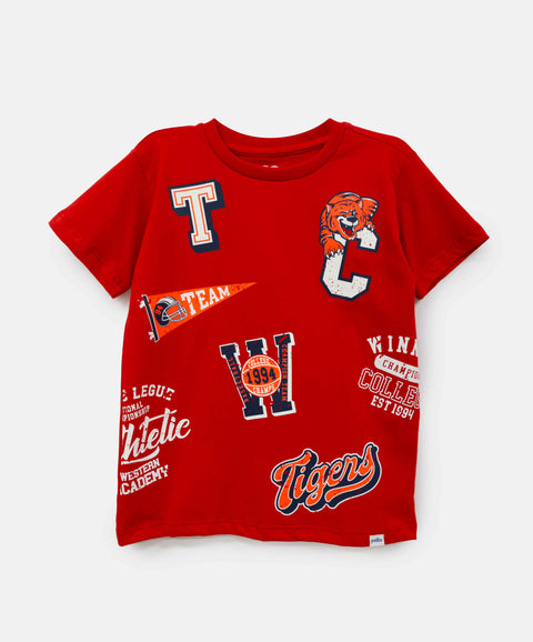 Camiseta Manga Corta Para Bebe Niño En Tela Suave Color Rojo