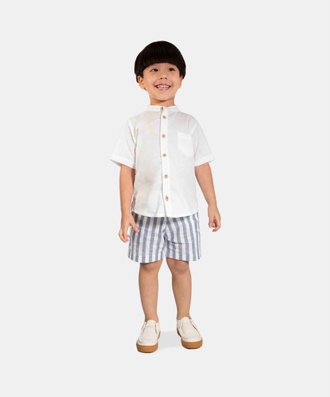 Conjunto De Camisa Y Bermuda Para Niño En Algodón Color Blanco