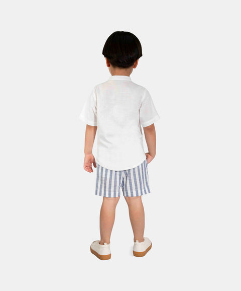 Conjunto De Camisa Y Bermuda Para Niño En Algodón Color Blanco