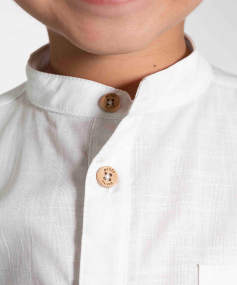 Conjunto De Camisa Y Bermuda Para Niño En Algodón Color Blanco