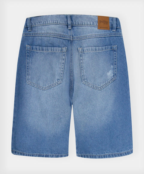 Bermuda Para Niño En Denim Tono Medio