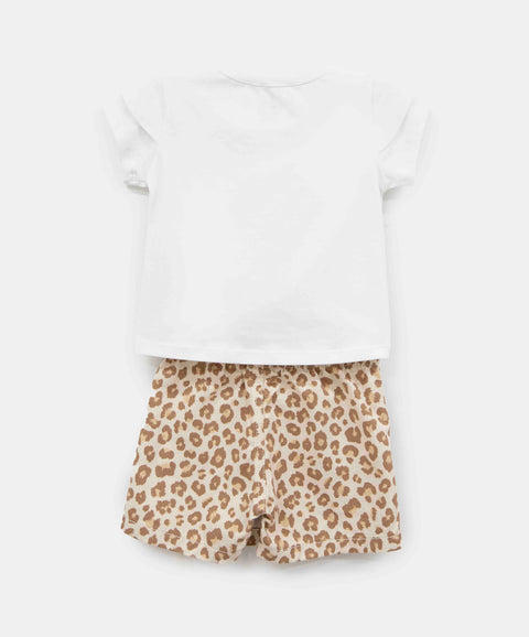 Conjunto Camiseta Y Falda Short Para Bebé Niña Color Blanco