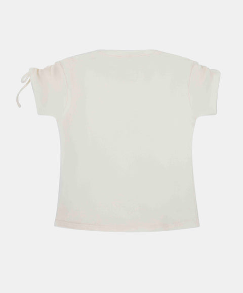 Camiseta Manga Corta Para Bebe Niña En Licra Color Marfil