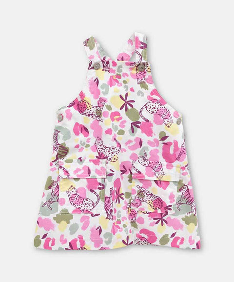 Jardinera Estampada Para Bebé Niña En Twill Color Blanco