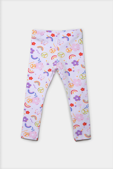 Leggins Estampado Para Bebe Niña En Licra Color Marfil