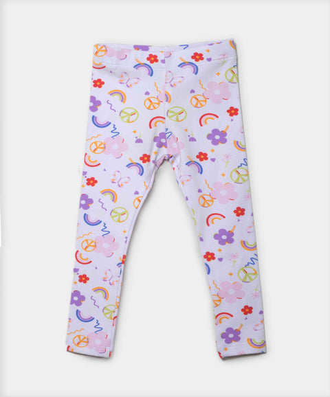 Leggins Estampado Para Bebe Niña En Licra Color Marfil