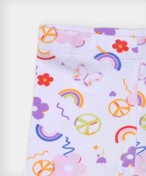 Leggins Estampado Para Bebe Niña En Licra Color Marfil
