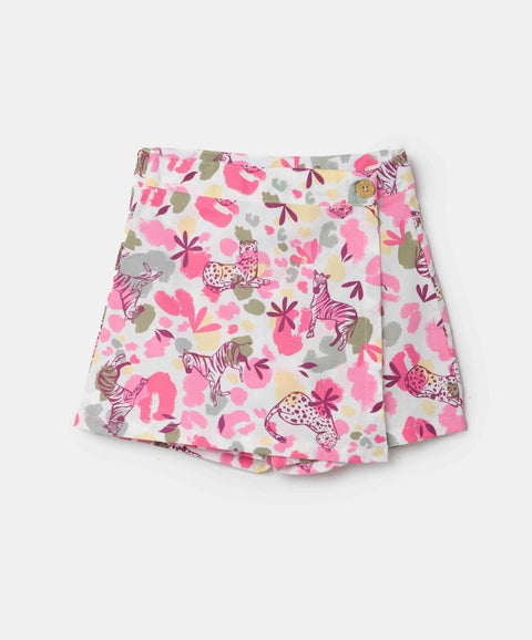 Falda Short Estampada Para Niña Color Blanco