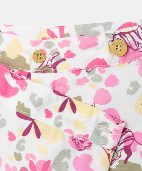 Falda Short Estampada Para Niña Color Blanco