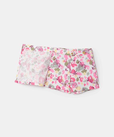 Falda Short Estampada Para Niña Color Blanco