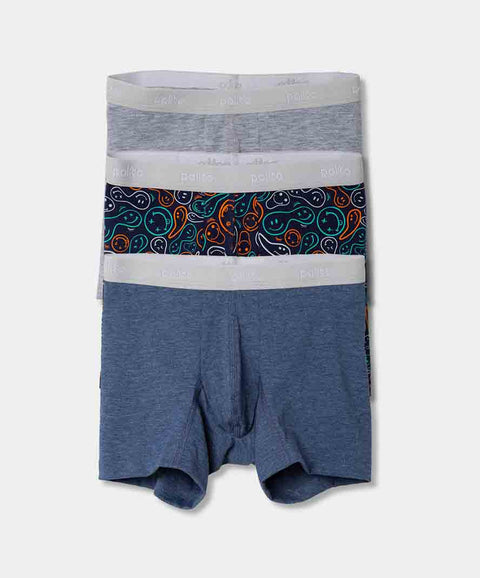 Paquete De Bóxer X 3 Para Niño En Algodón Color Gris Y Azul