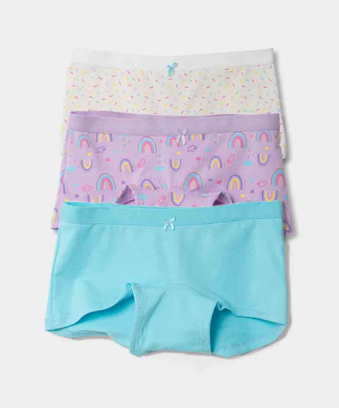 Paquete De Panties X3 Para Niña En Algodón Color Azul Lila Y Marfil