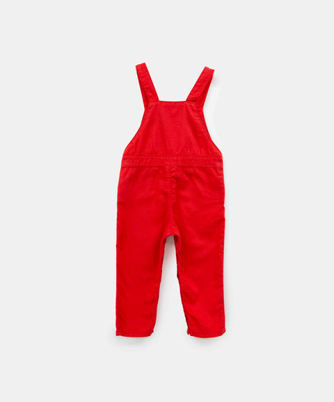 Overol Largo Para Recién Nacido En Twill Color Rojo