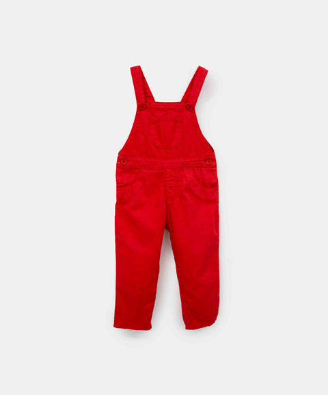 Overol Largo Para Recién Nacido En Twill Color Rojo