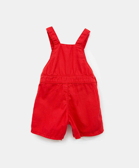 Overol Corto Para Recién Nacido En Twill Color Rojo
