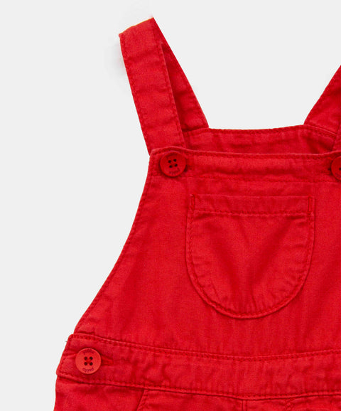 Overol Corto Para Recién Nacido En Twill Color Rojo