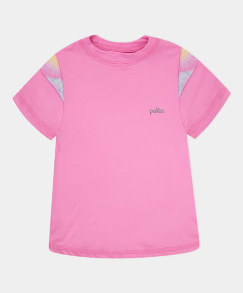 Camiseta Manga Corta Para Bebe Niña En Licra Color Rosado