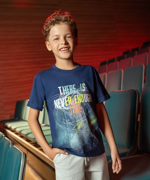 Camiseta Manga Corta Para Niño En Tela Suave Color Azul