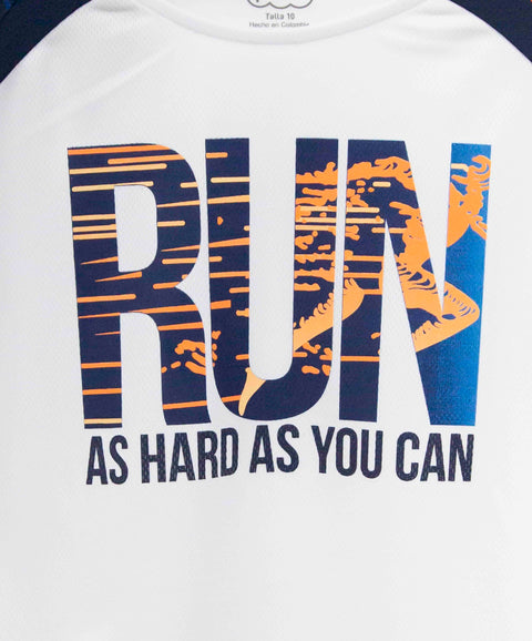 Camiseta Manga Corta Para Niño En Malla Color Blanco
