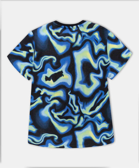 Camiseta Manga Corta Para Niño En Tela Suave Color Azul Estampado