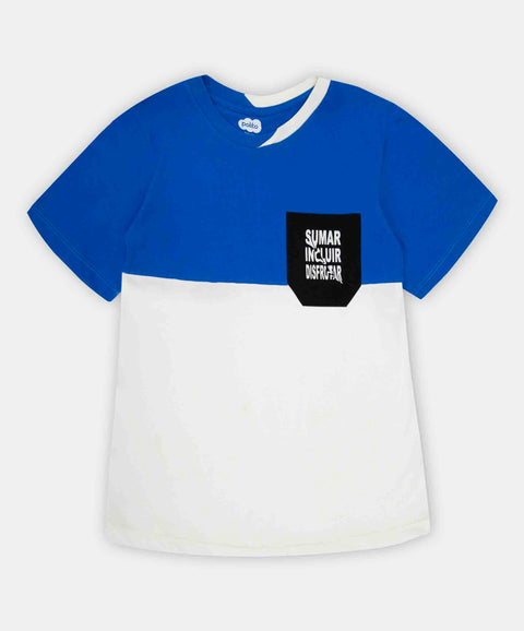 Camiseta Manga Corta Para Niño En Tela Suave Color Azul Eléctrico
