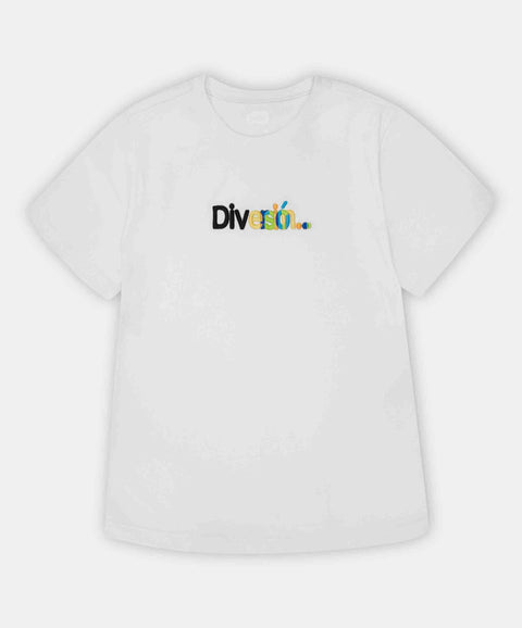 Camiseta Manga Corta Para Niño En Tela Suave Color Marfil