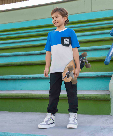 Pantalón Cargo Para Niño En Drill Color Negro