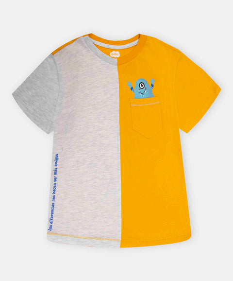 Camiseta Manga Corta Para Bebe Niño En Tela Suave Color Naranja