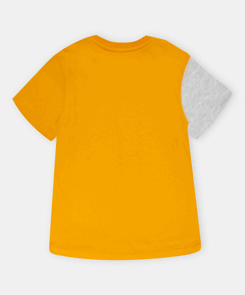 Camiseta Manga Corta Para Bebe Niño En Tela Suave Color Naranja