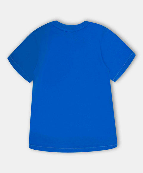 Camiseta Manga Corta Para Bebe Niño En Tela Suave Color Azul Eléctrico