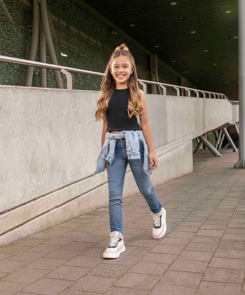 Jean Slim Para Niña En Denim Tono Medio