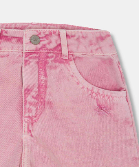 Short Teñido Para Niña En Drill Color Rosado