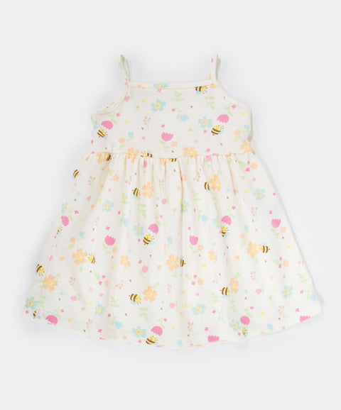 Vestido Manga Sisa Para Recién Nacida En Tela Suave Color Marfil