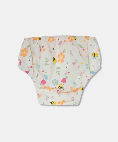 Vestido Estampado Para Recién Nacida En Tela Suave Color Marfil