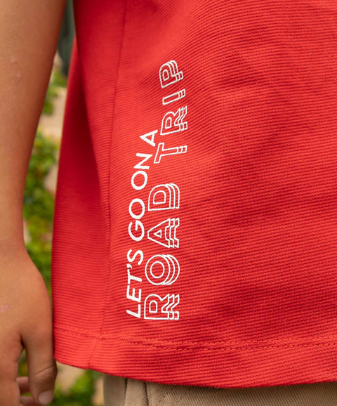 Camiseta Manga Corta Para Niño En Tela Suave Color Rojo Vino